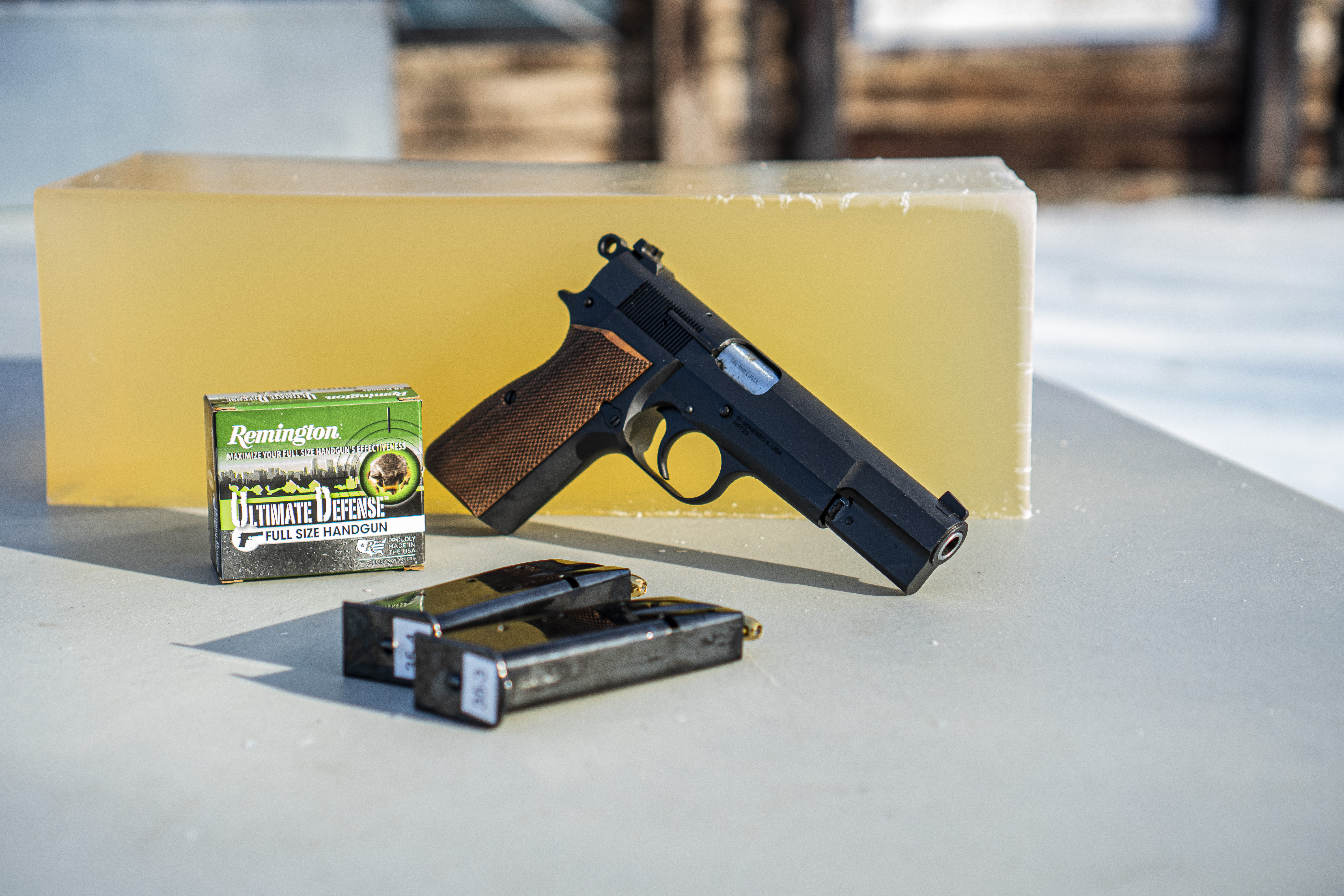 SA 35 and Remington ammo with a gel block